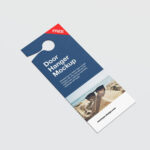 Rectangle Door Hanger Mockup in 4 Shots