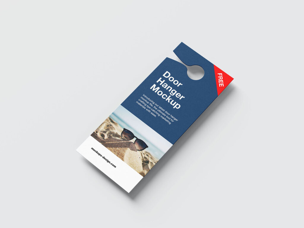 Rectangle Door Hanger Mockup in 4 Shots