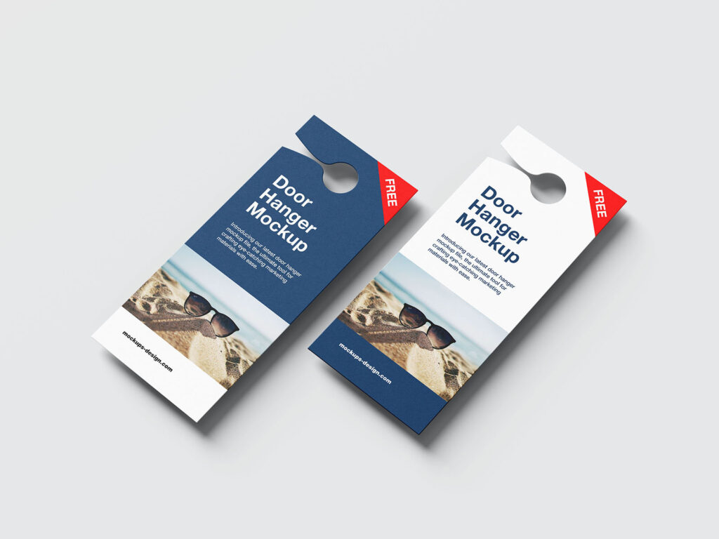 Rectangle Door Hanger Mockup in 4 Shots
