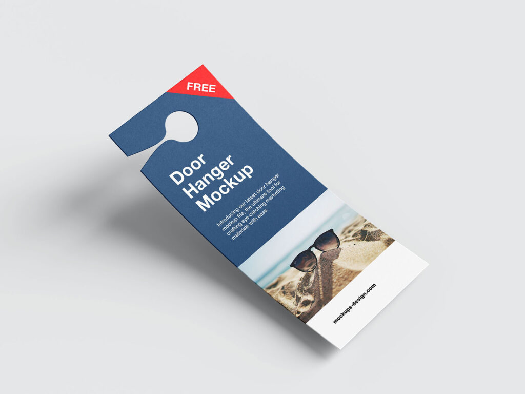Rectangle Door Hanger Mockup in 4 Shots