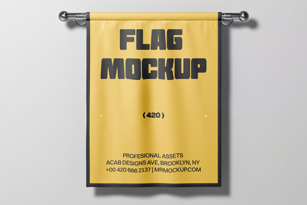Rectangle Pennant Flag Mockup