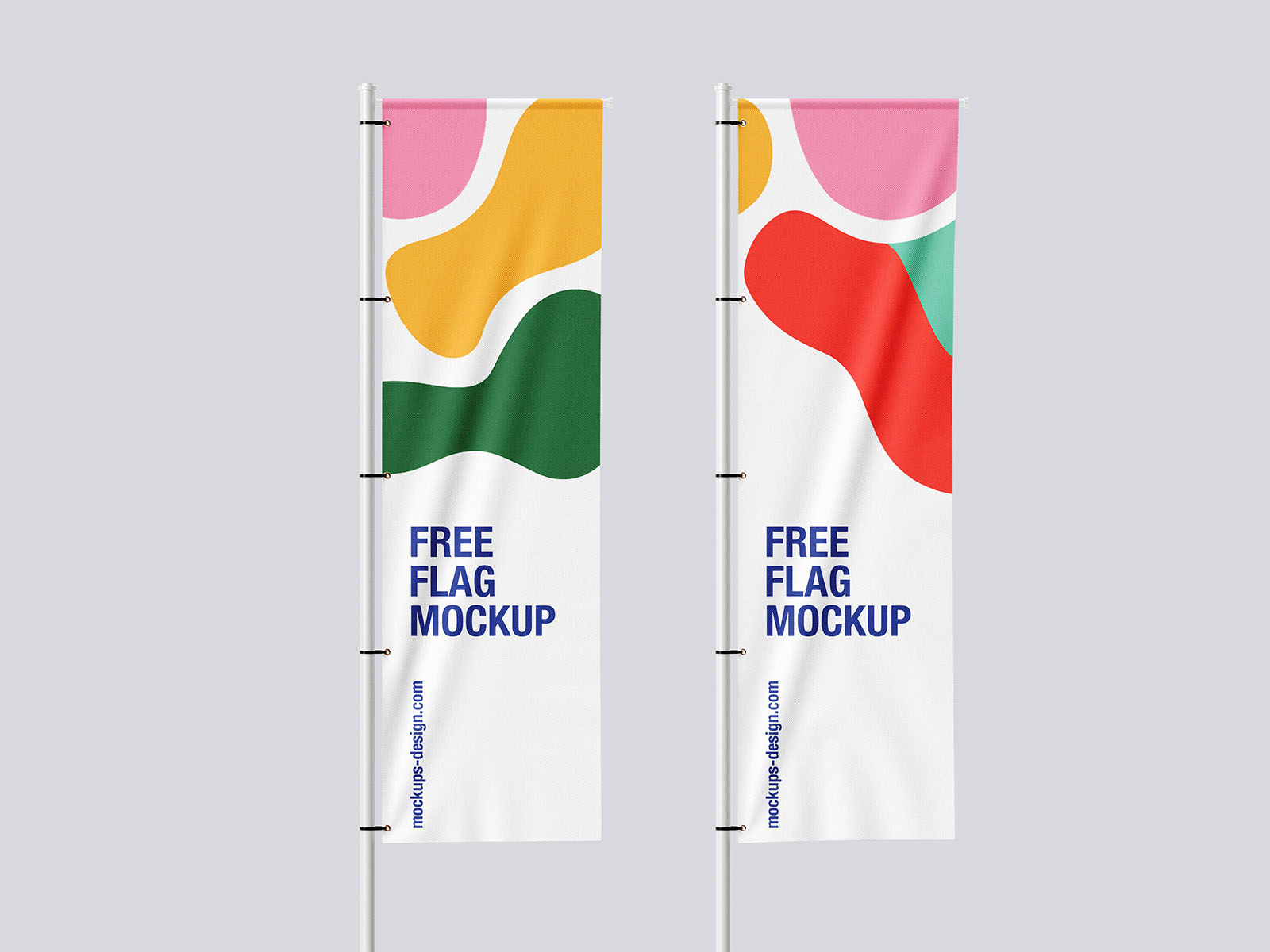 Free Rectangle Pole Flag Mockup PSD Template
