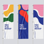 Rectangle Pole Flag Mockup