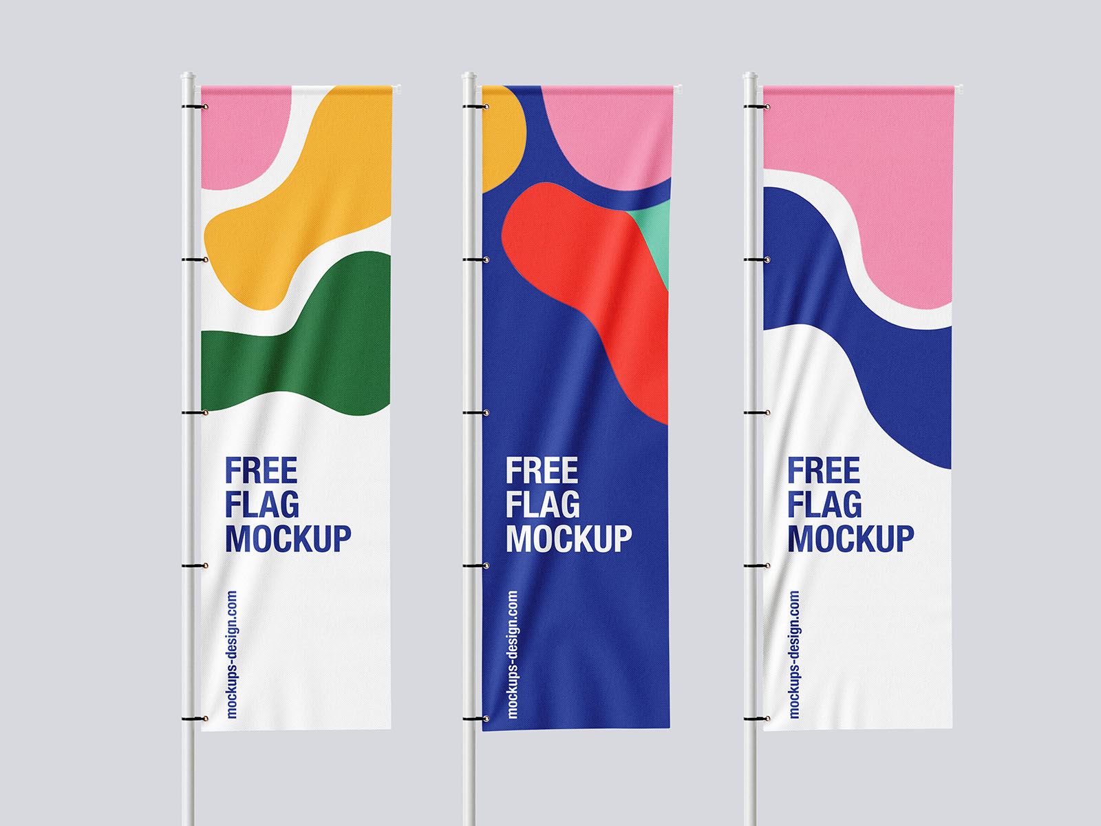 Free Rectangle Pole Flag Mockup PSD Template
