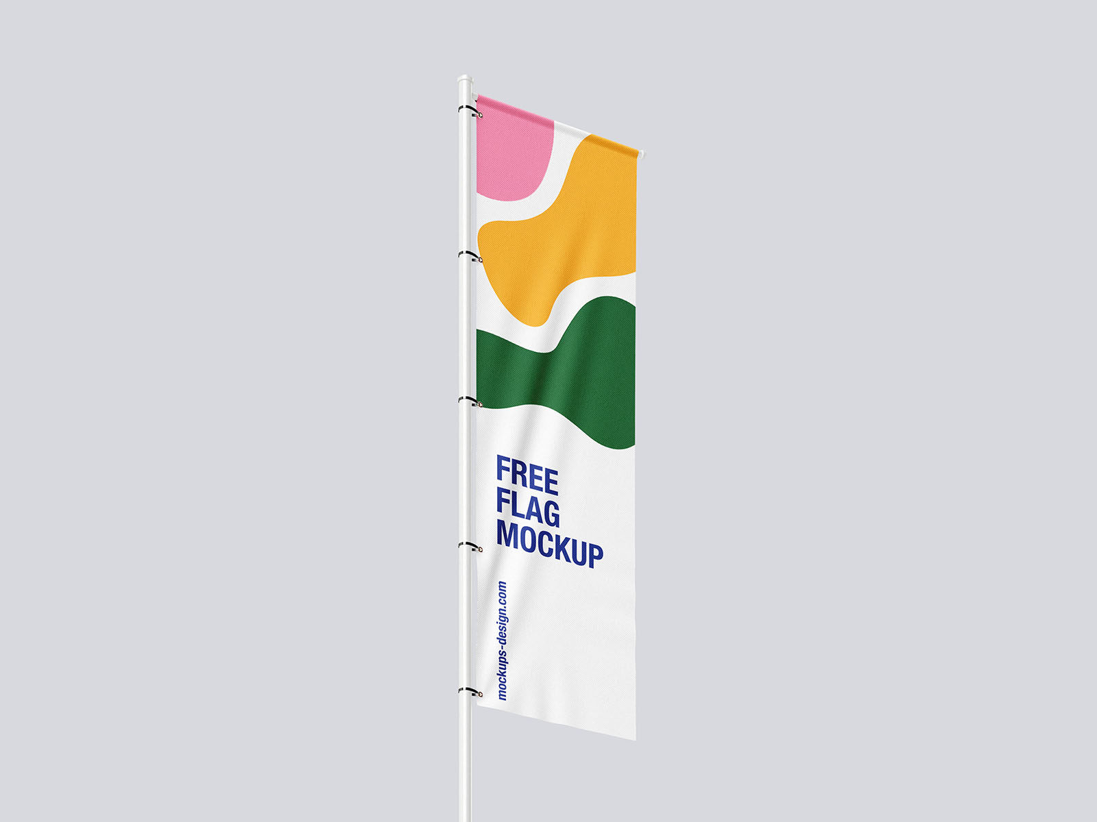 Free Rectangle Pole Flag Mockup PSD Template