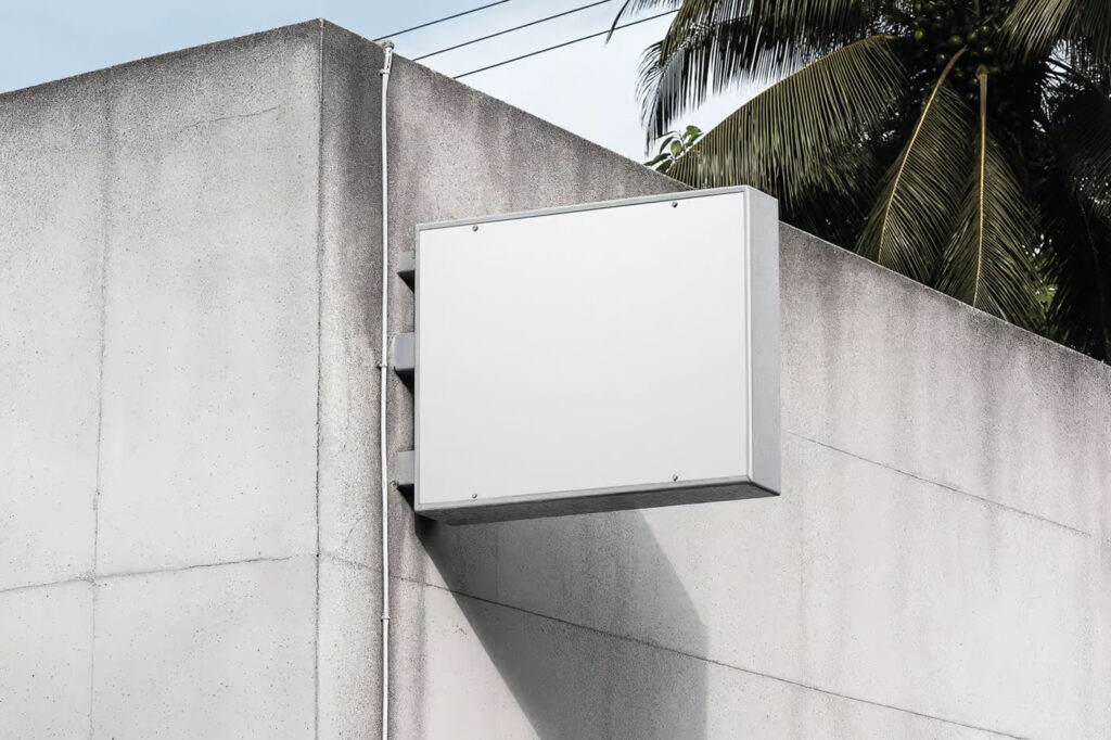Rectangle Sign on Concrete Wall Mockup
