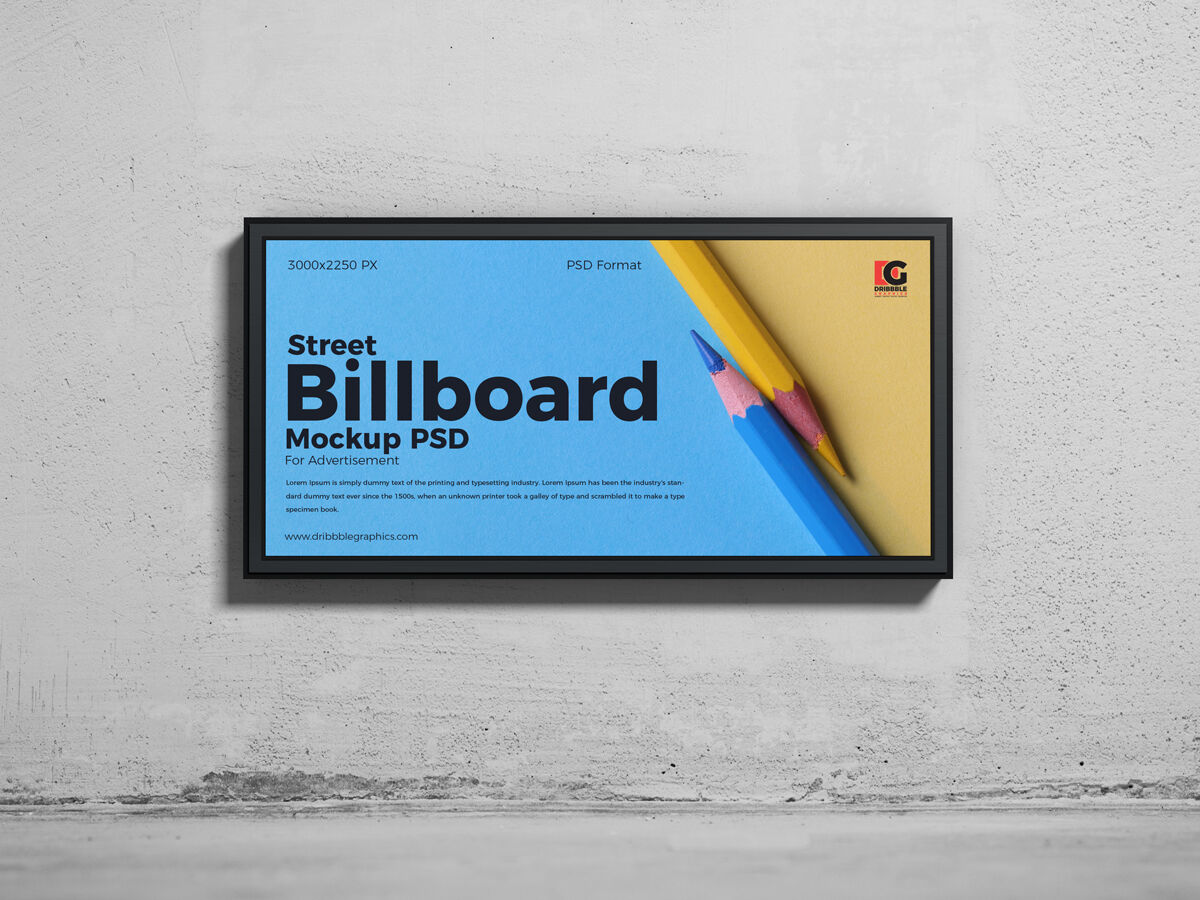 Rectangle Street Billboard Mockup for Advertisement on a Wall FREE PSD