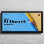 Rectangle Street Billboard Mockup for Advertisement on a Wall