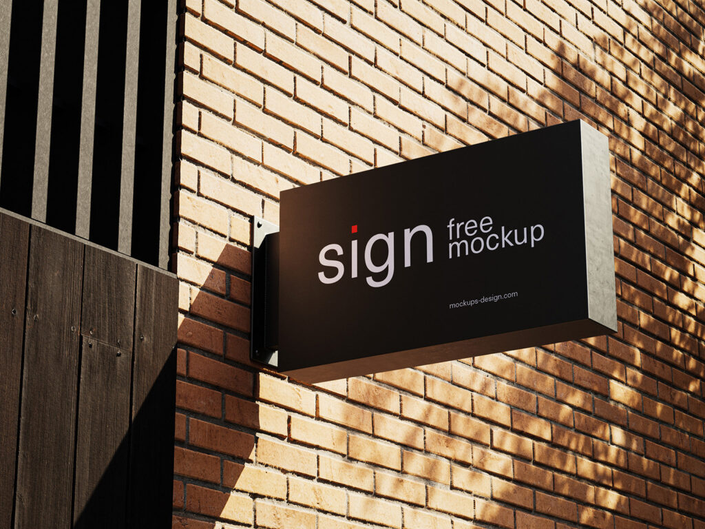 Rectangle Street Sign Mockup on Brick Wall