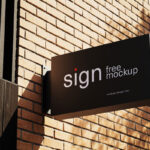 Rectangle Street Sign Mockup on Brick Wall