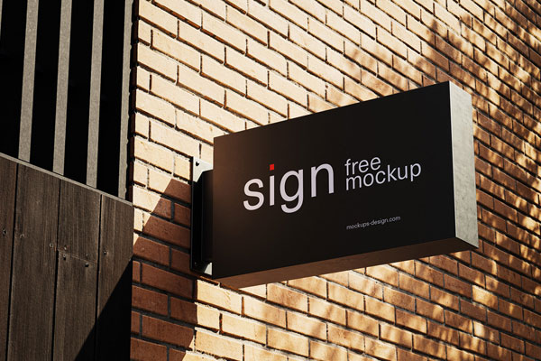 Rectangle Street Sign Mockup on Brick Wall