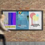 Rectangle Wrinkled Poster on the Wall Mockup