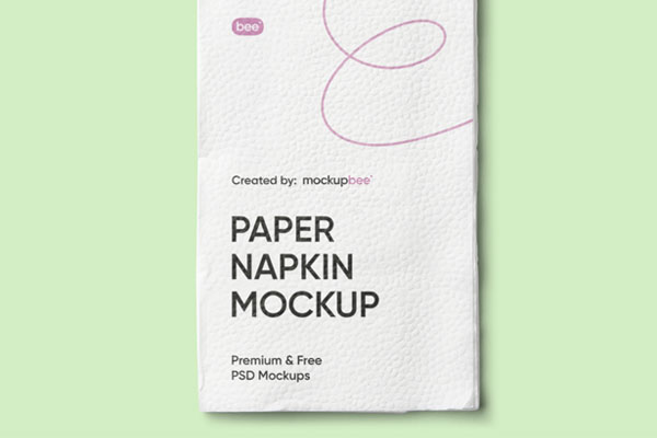 Rectangular Folded Paper Napkin Mockup