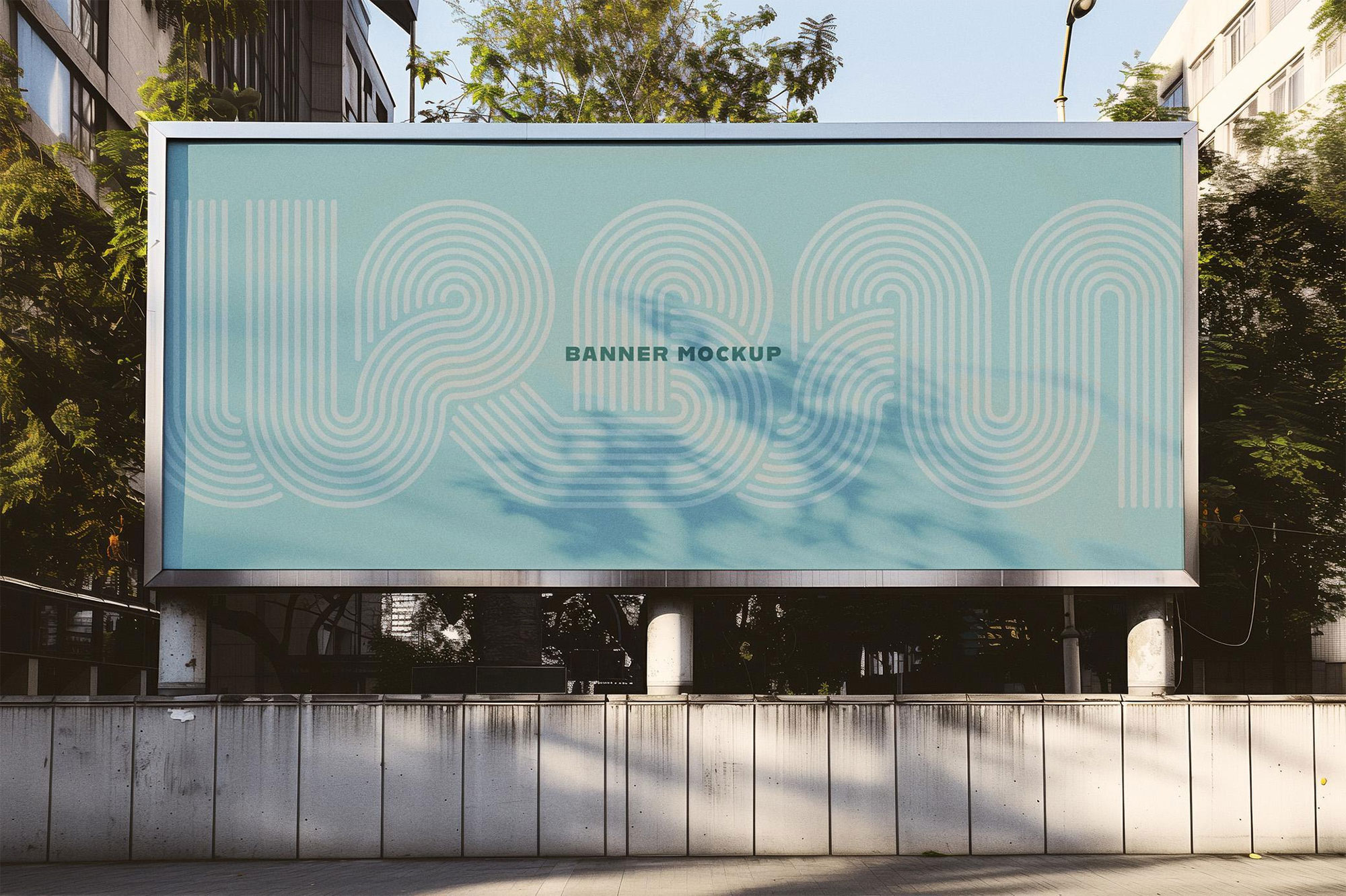 Free Rectangular Urban Banner Mockup PSD Template