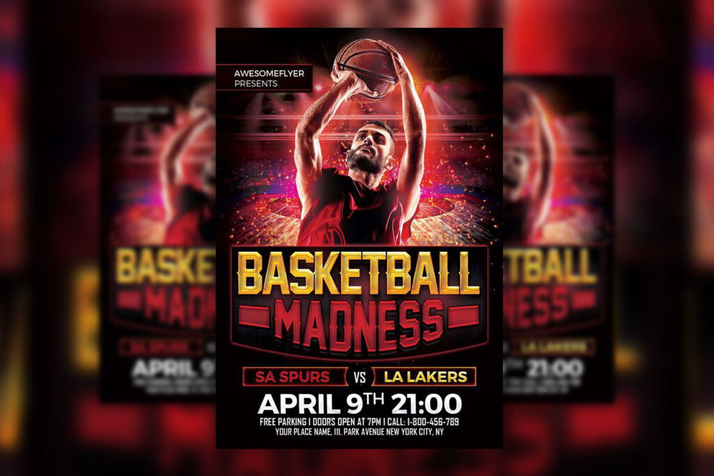 Red, Black Basketball Playoff Flyer Template
