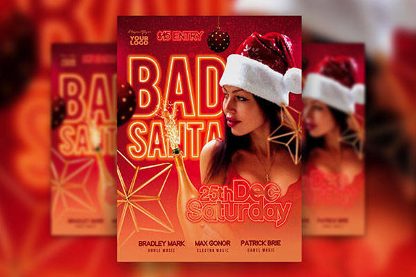Red Modern Christmas Eve Party Flyer Template