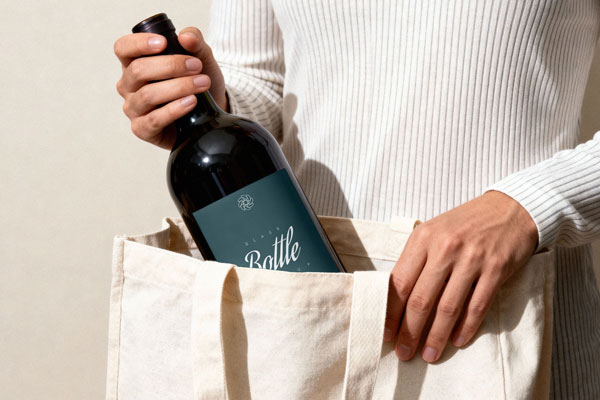 Red Wine Bottle Mockup