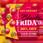 Red, Yellow, Geometric Black Friday Flyer Template