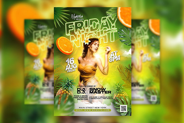 Refreshing Summer Night Club DJ Party Flyer Template