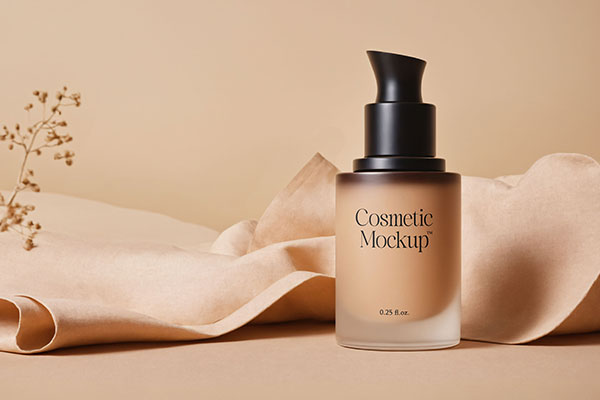 Cosmetic Bottle Mockup with Fabric