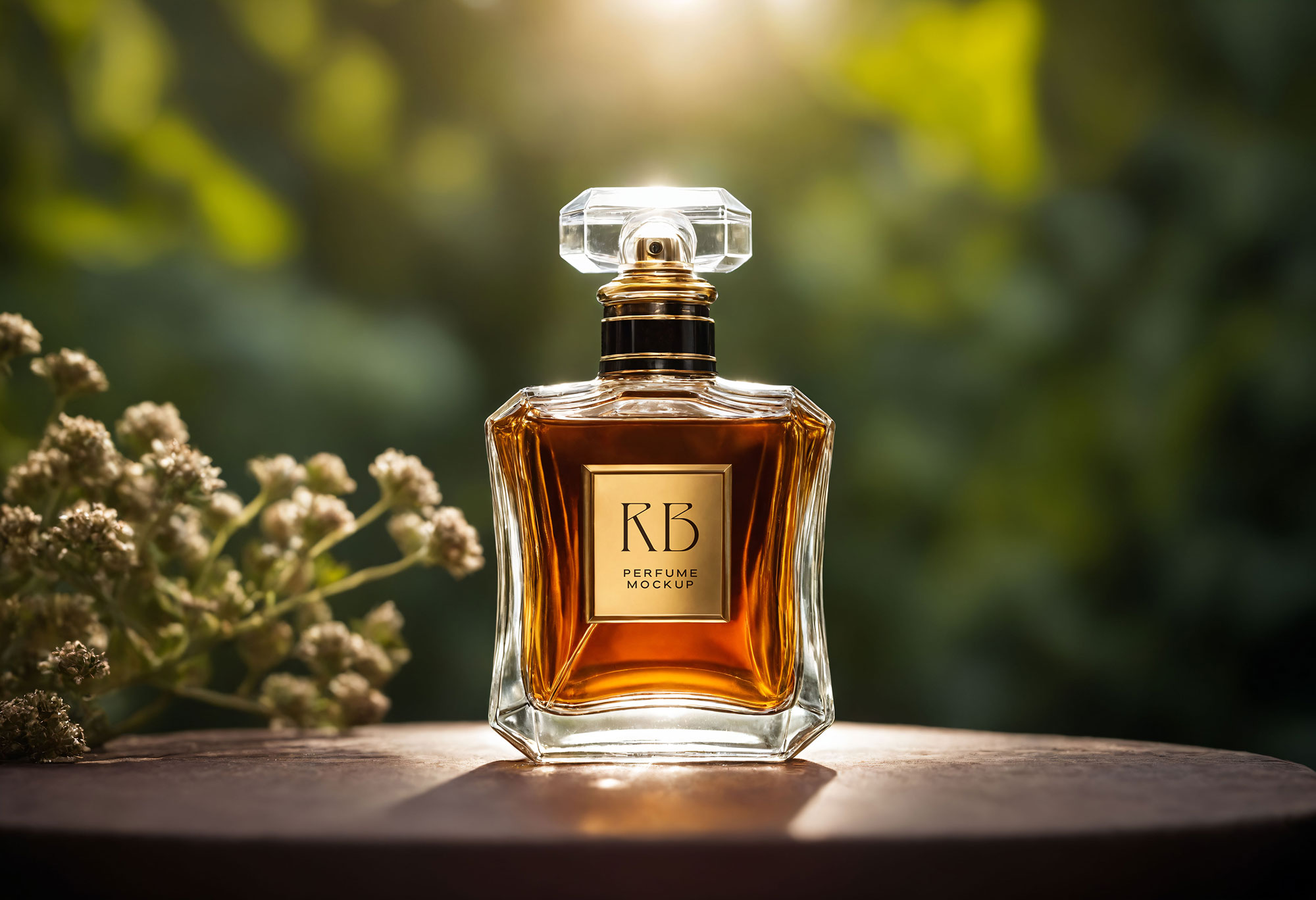 Free Outdoor Perfume Bottle Mockup PSD Template