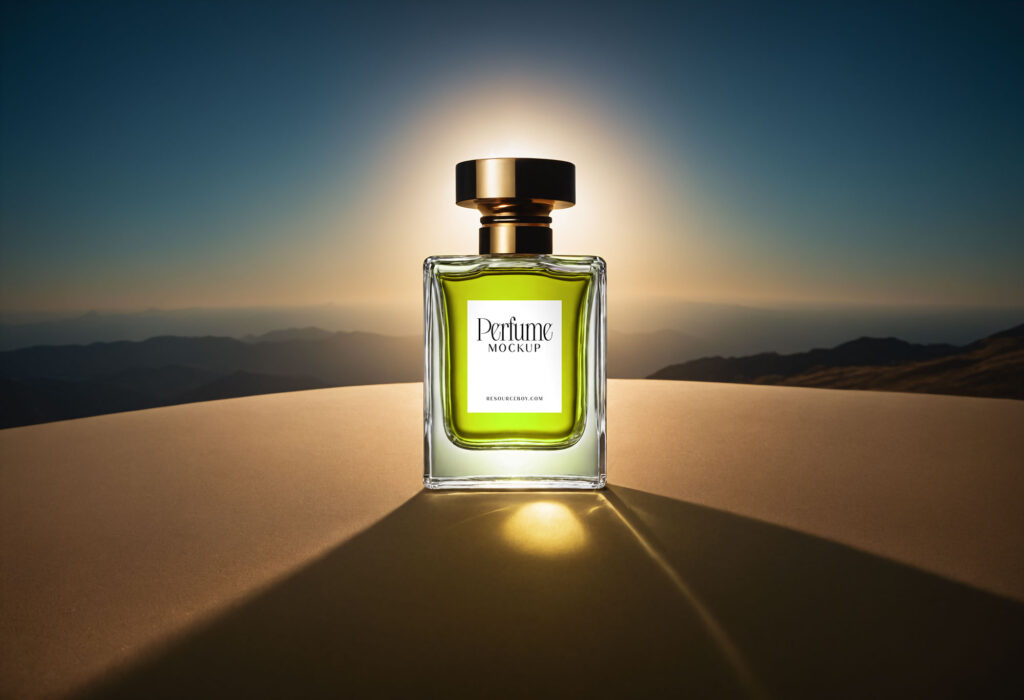 Perfume Bottle Mockup with Mountain View