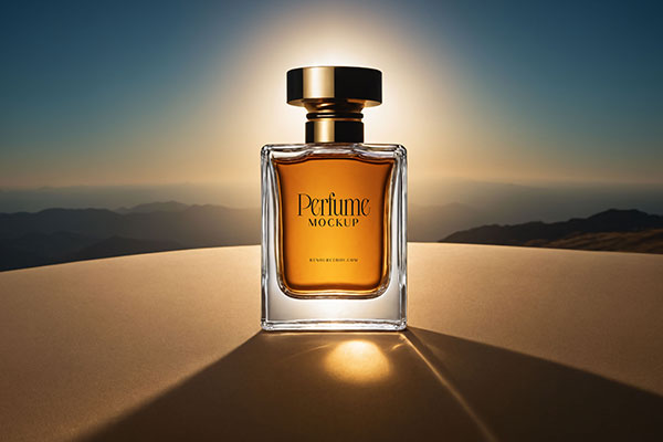 Perfume Bottle Mockup with Mountain View