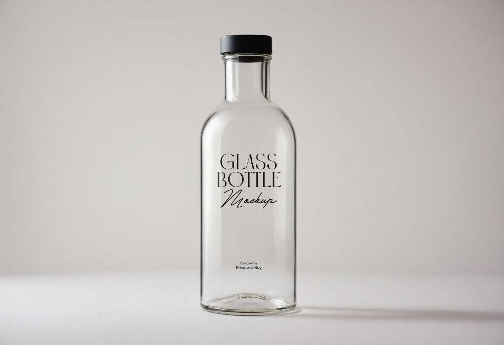 Sleek and Minimal Glass Bottle Mockup
