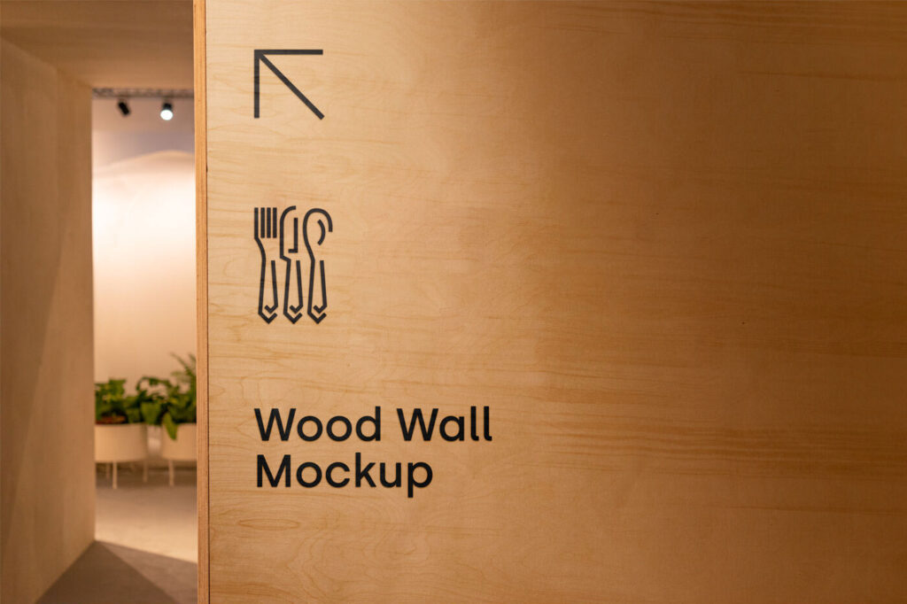 Restaurant and Bar Wooden Wall Mockup