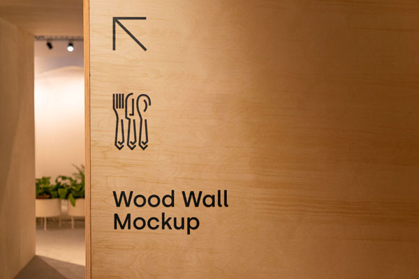 Restaurant and Bar Wooden Wall Mockup