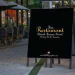 Restaurant Banner Stand in Outdoor Setting Mockup