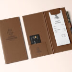 Restaurant Check Presenter Mockup in Perspective Vision