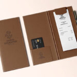 Restaurant Check Presenter Mockup in Perspective Vision