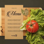 Restaurant Menu on a Wooden Board Mockup