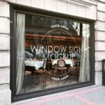 Restaurant Window Logo Mockup in Perspective View
