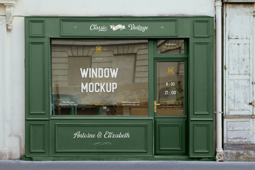 Retail Storefront Mockup in Facing Showcase