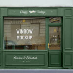 Retail Storefront Mockup in Facing Showcase