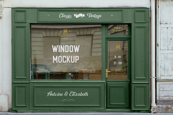 Retail Storefront Mockup in Facing Showcase