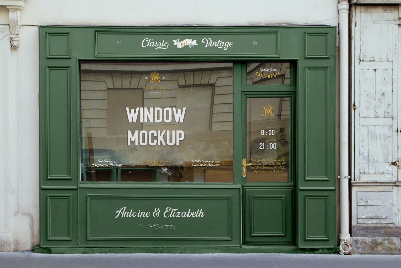 Retail Storefront Mockup in Facing Showcase FREE PSD