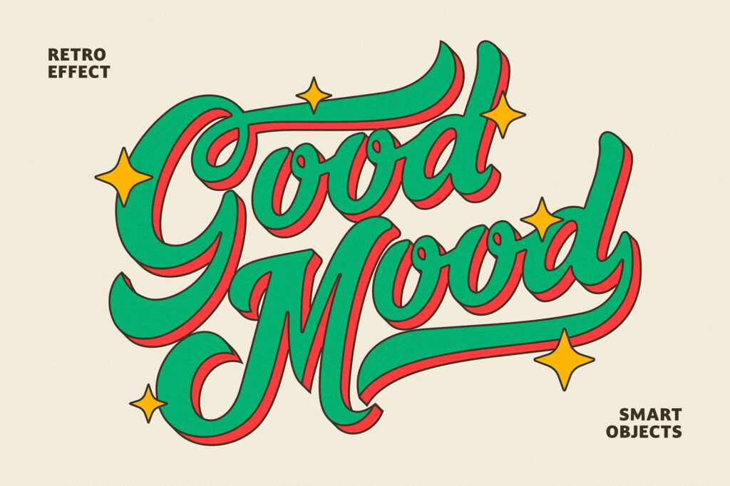 Retro 3D Volume Text Logo Effect