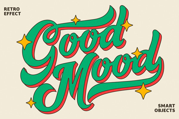 Retro 3D Volume Text Logo Effect