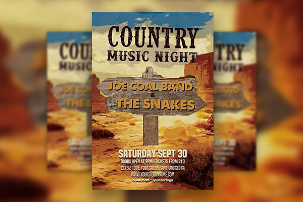 Retro Country Music Night Flyer Template flyer preview