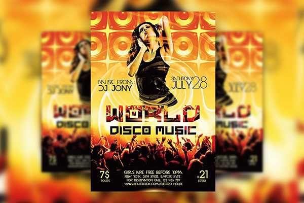 Retro Disco Music Flyer and Facebook Cover Template
