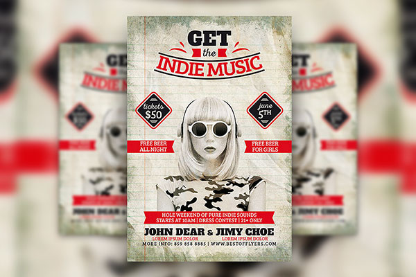 Retro Paper Indie Rock Flyer Template Plus Facebook Cover