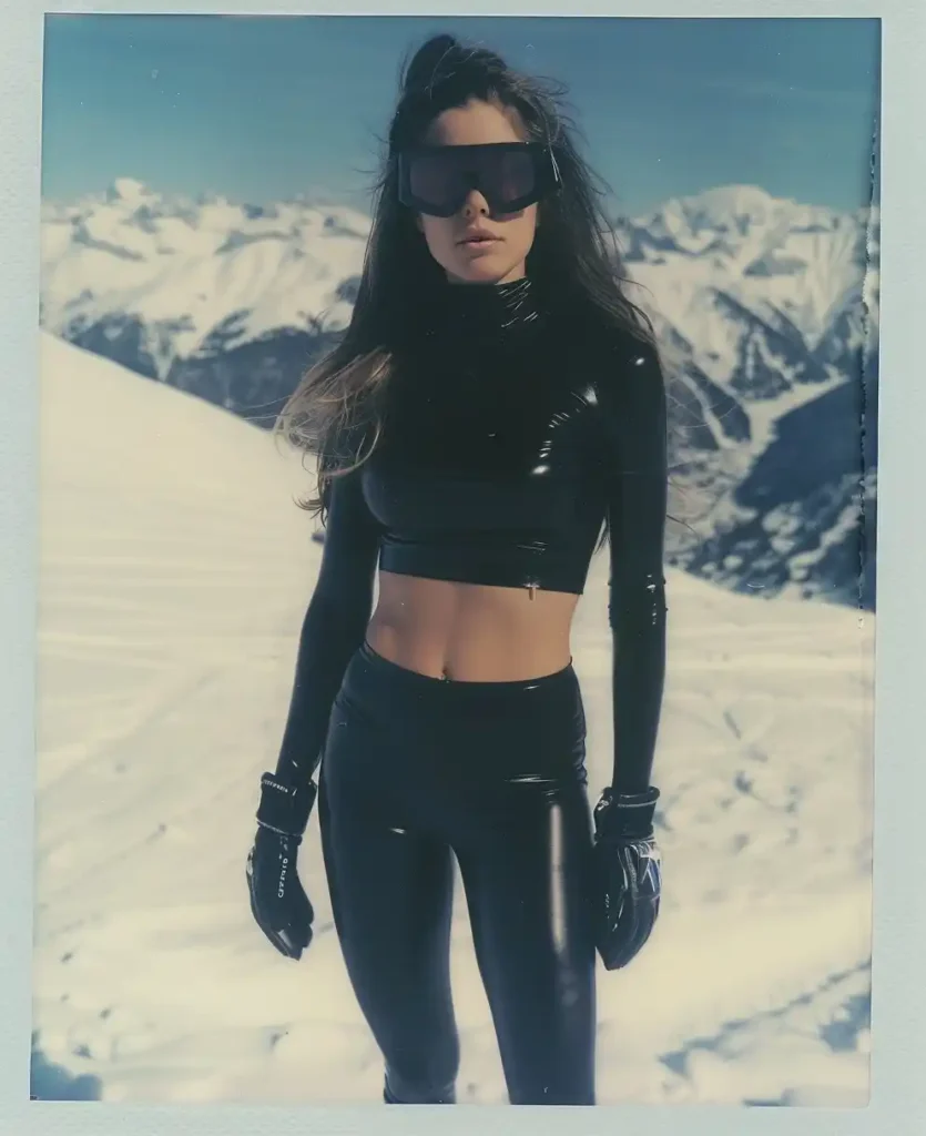 Retro Snowboarder in Alps