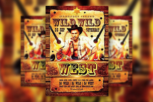 Retro Wooden Western Event Flyer Template