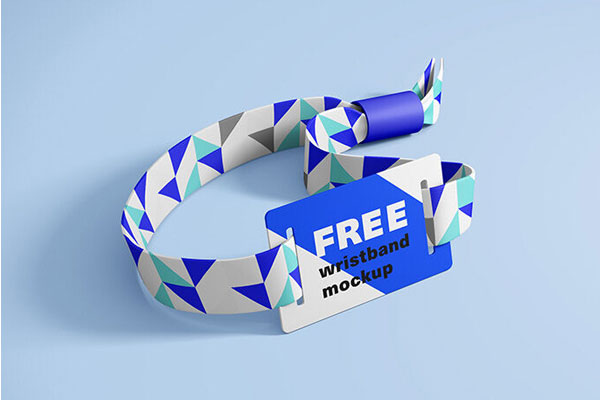 RFID Wristband Mockup in Blue and White Color