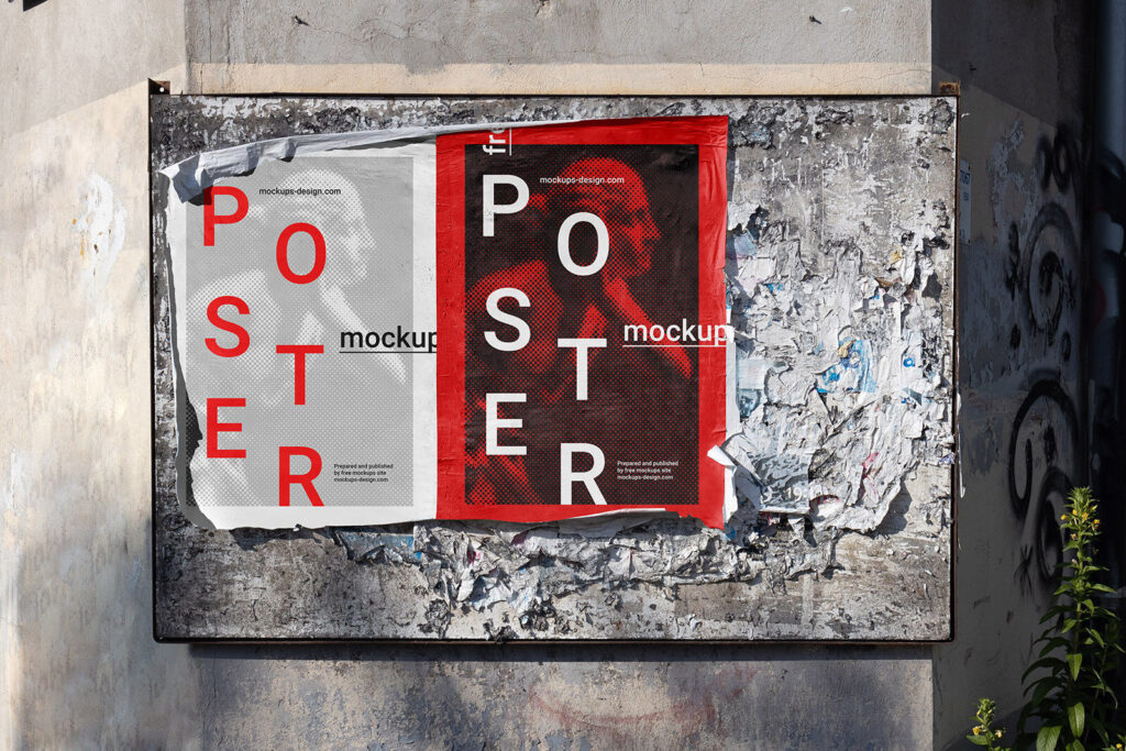 Ripped, Grunge Street Wall Poster in the Front View Mockup