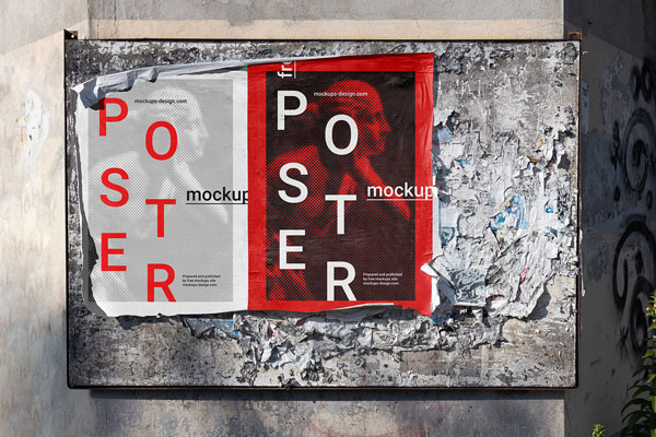 Ripped, Grunge Street Wall Poster in the Front View Mockup