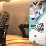 Roll Up Banner Placed in a Restaurant Mockup